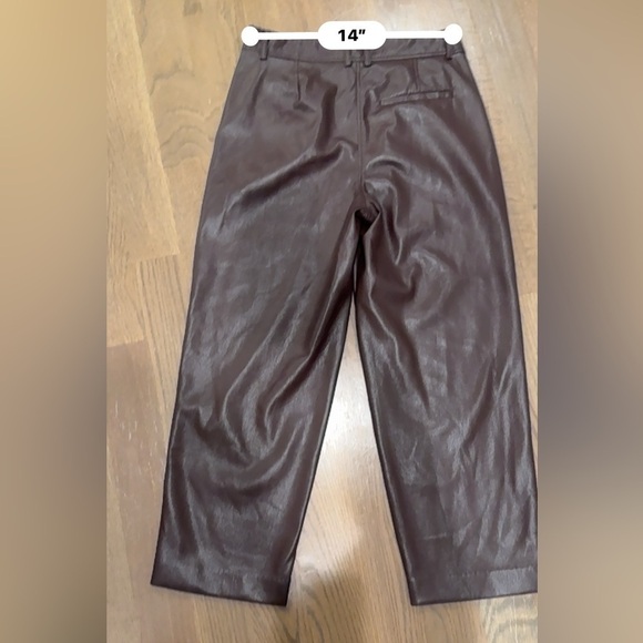 The Reset | R Label Slouchy Vegan Leather Trouser in Chocolate Burgundy Size S - Picture 14 of 17